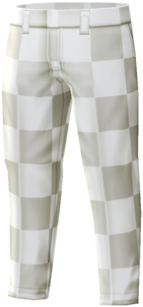 "Checkered Pants (White)" Mii clothing part in Pikmin Bloom.