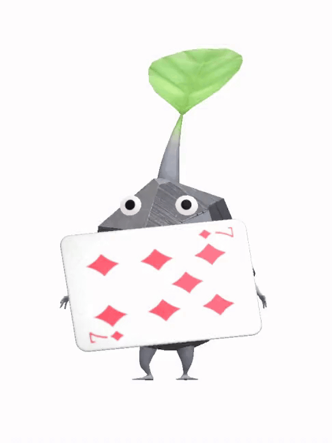 An animation of a Rock Pikmin with a Playing Card from Pikmin Bloom