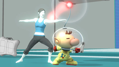 File:Olimar and Wii Fit Trainer SSBWiiU.jpg