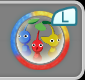 The player's squad has the three main types of Pikmin.