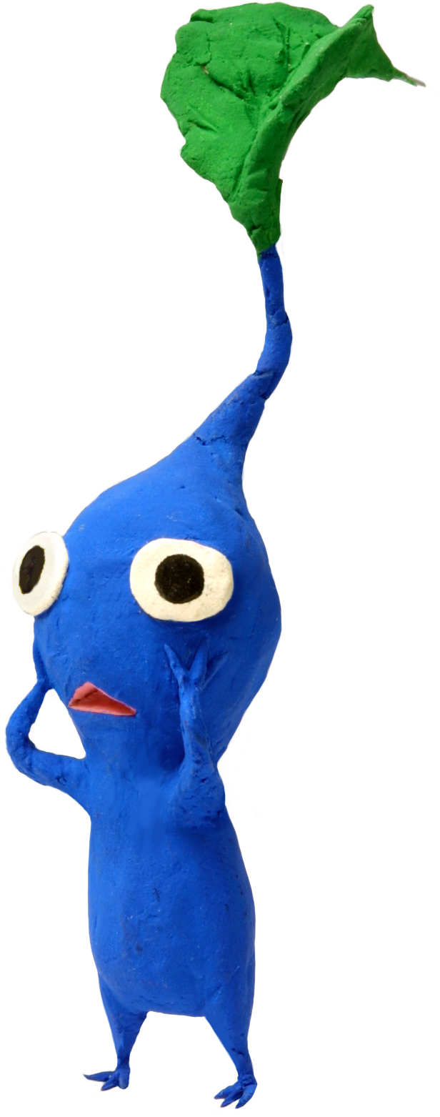 Artwork of a leaf-tip Blue Pikmin from Pikmin 2.