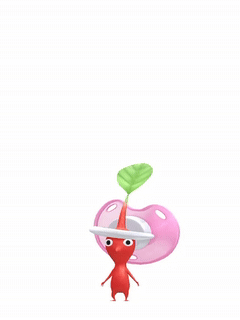 An animation of a Red Pikmin with a Pacifier from Pikmin Bloom.