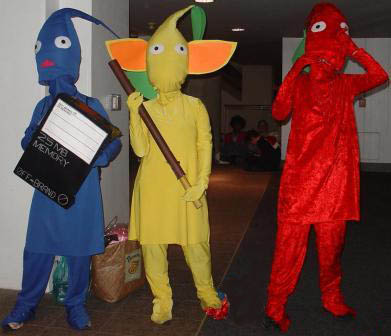 These are three pikmin costumes.