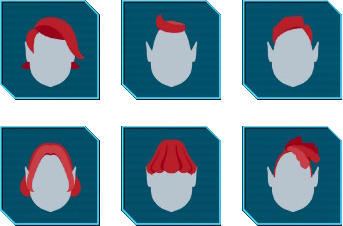 The 6 options for hairstyles for the tall body type in Pikmin 4's character creator.