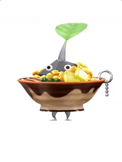 An animation of a Rock Pikmin with a Ramen Keychain from Pikmin Bloom