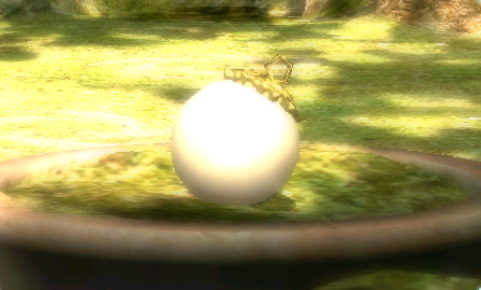 Screenshot of the Princess Pearl in Pikmin 2's Treasure Hoard.