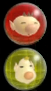 The icons used for Captain Olimar and Louie in Pikmin 3.