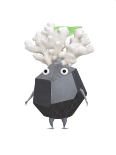 An animation of a Rock Pikmin with a Coral from Pikmin Bloom.
