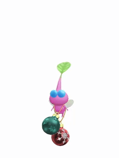An animation of a Winged Pikmin with a Ball Ornament from Pikmin Bloom.