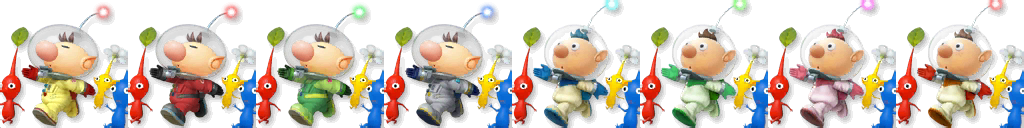 All 8 palettes for Captain Olimar in Super Smash Bros. for Nintendo 3DS and Wii U.