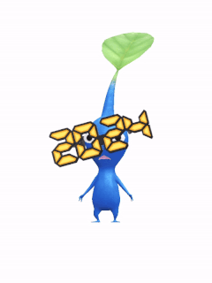 An animation of a Blue Pikmin with 2024 Glasses from Pikmin Bloom