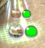 In this image, the gap where Olimar's right ear would be can be easily seen on the President's health icon.