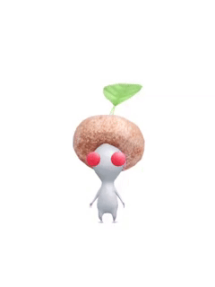 An animation of a White Pikmin with a Donut from Pikmin Bloom.