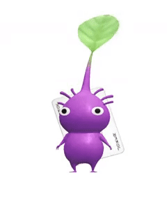 An animation of a Purple Pikmin with a Playing Card from Pikmin Bloom