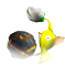The icon for a Yellow Pikmin holding a bomb-rock on the bud stage.