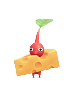 An animation of a Red Pikmin with a Cheese from Pikmin Bloom.