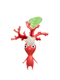 An animation of a Red Pikmin with a Coral from Pikmin Bloom.