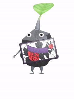 An animation of a Rock Pikmin with a Flower Card from Pikmin Bloom