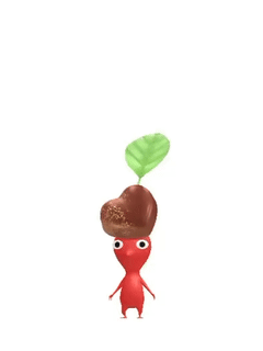An animation of a Red Pikmin with a Chocolate from Pikmin Bloom.