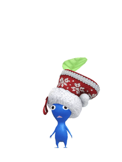An animation of a Blue Pikmin with a 2025 Ornament from Pikmin Bloom.