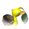 The icon for a Yellow Pikmin holding a bomb-rock on the leaf stage.