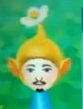 A Mii wearing a Yellow Pikmin hat in the StreetPass Plaza.