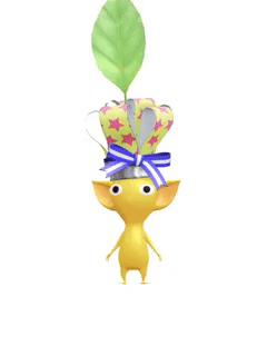 An animation of a Yellow Pikmin with a Shiny Chef Hat from Pikmin Bloom.