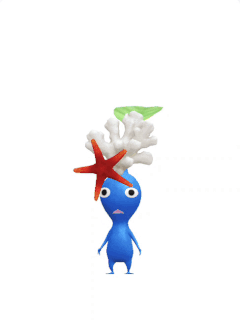 An animation of a Blue Pikmin with a Coral from Pikmin Bloom.
