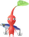 A red Decor Pikmin with the Waterside costume.