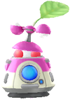 A White Special Decor Pikmin with Pikmin 4 Spaceship decor from Pikmin Bloom.