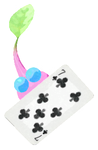 Lifelog artwork of a Winged Special Decor Pikmin with Playing Card decor from Pikmin Bloom.