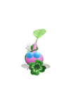 An animation of a Winged Pikmin with a 4 leaf clover from Pikmin Bloom