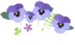 Blue pansy flowers as they appear as a texture in Pikmin Bloom.