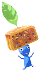 Lifelog artwork of a Blue Special Decor Pikmin with Mooncake decor from Pikmin Bloom.