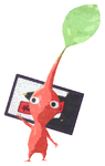 Lifelog artwork of a Red Special Decor Pikmin with Flower Card decor from Pikmin Bloom.
