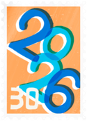 A postcard stamp from Pikmin Bloom, used during the 2026 New Years Event.