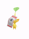 An animation of a Yellow Pikmin with a Fortune (Lucky) from Pikmin Bloom.