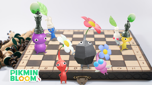 Promotional image for the 2023 Chess Piece Event in Pikmin Bloom.
