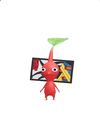 An animation of a Red Pikmin with a Flower Card from Pikmin Bloom
