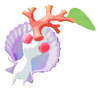 Lifelog artwork of a White Special Decor Pikmin with Coral decor from Pikmin Bloom.