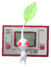 Lifelog artwork of a White Special Decor Pikmin with Nintendo Consoles '80-'95 decor from Pikmin Bloom.