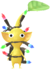 A yellow Decor Pikmin with color fairy lights