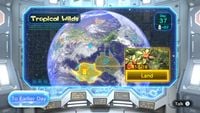 The area selection menu from Pikmin 3, with the Tropical Wilds selected.