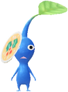 A Blue Special Decor Pikmin with Winter Sticker decor from Pikmin Bloom.