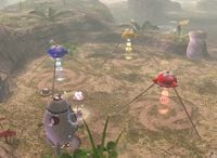 The three Onions in Pikmin ejecting seeds due to a Pikmin extinction.