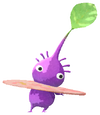 Lifelog artwork of a Purple Special Decor Pikmin with Wurst decor from Pikmin Bloom.