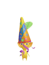 An animation of a Yellow Pikmin with a Party Popper from Pikmin Bloom.