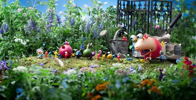 Pikmin 3 artwork featuring Alph leading a line of Pikmin away from a Bulborb.