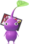 A Purple Special Decor Pikmin with Flower Card (Volume 1) decor from Pikmin Bloom.
