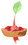 Lifelog artwork of a Red Bakery Decor Pikmin with Rare Baguette decor from Pikmin Bloom.